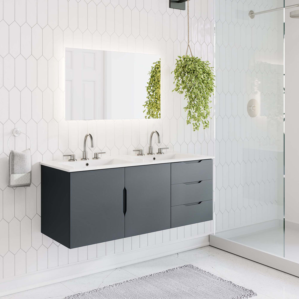 Vitality 48" Double Sink Bathroom Vanity - Gray White
