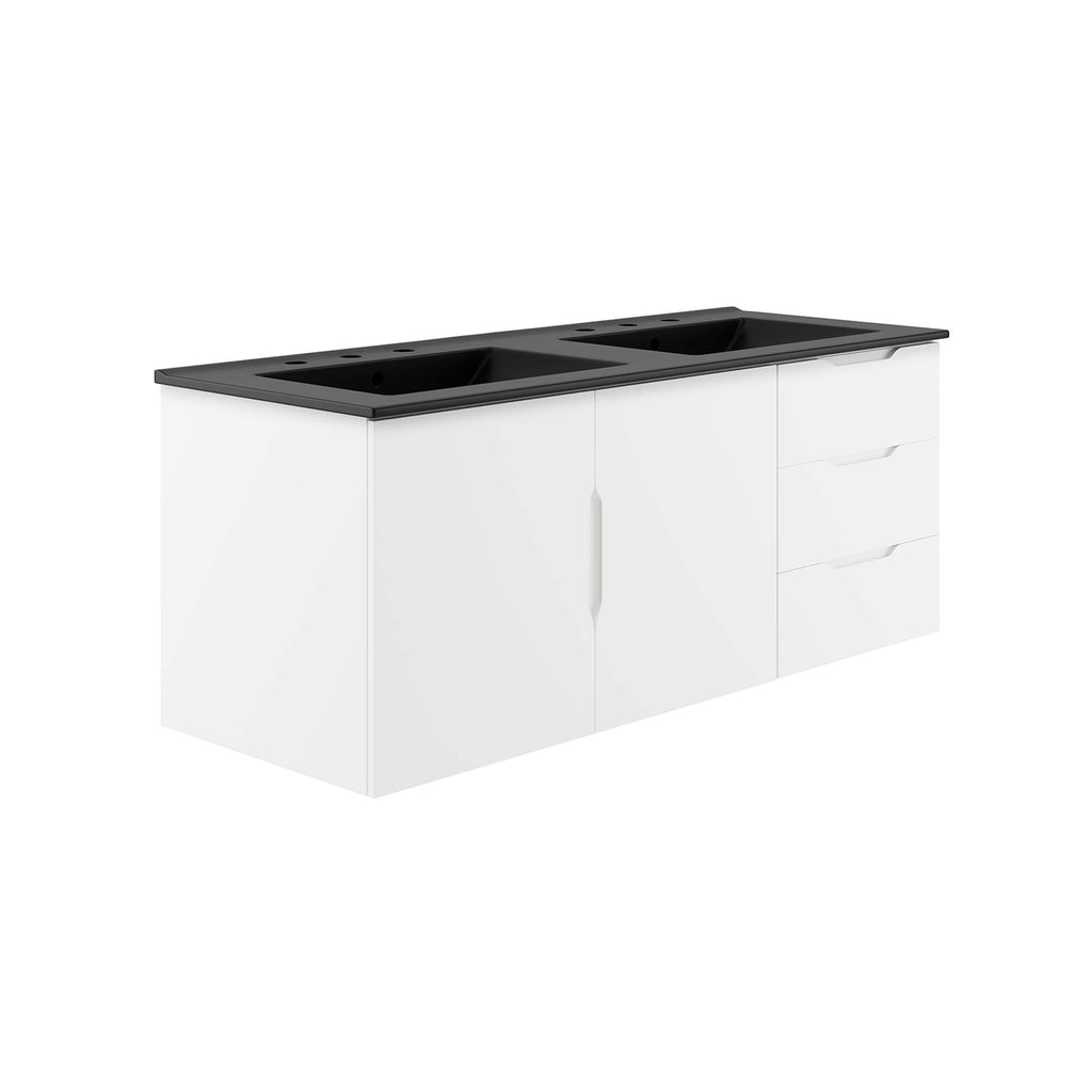 Vitality 48" Double Sink Bathroom Vanity - White Black