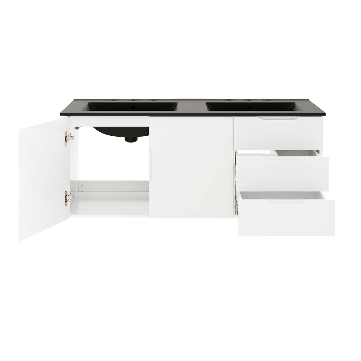 Vitality 48" Double Sink Bathroom Vanity - White Black