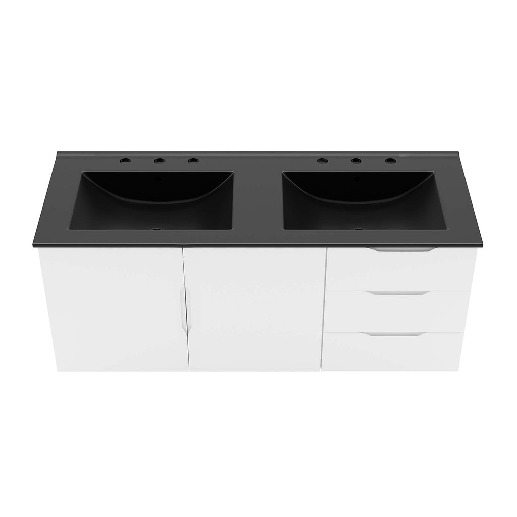 Vitality 48" Double Sink Bathroom Vanity - White Black