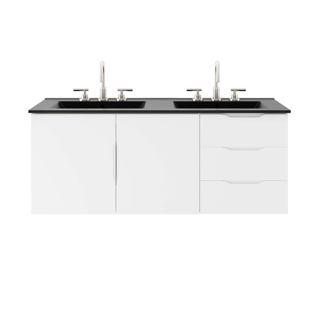 Vitality 48" Double Sink Bathroom Vanity - White Black