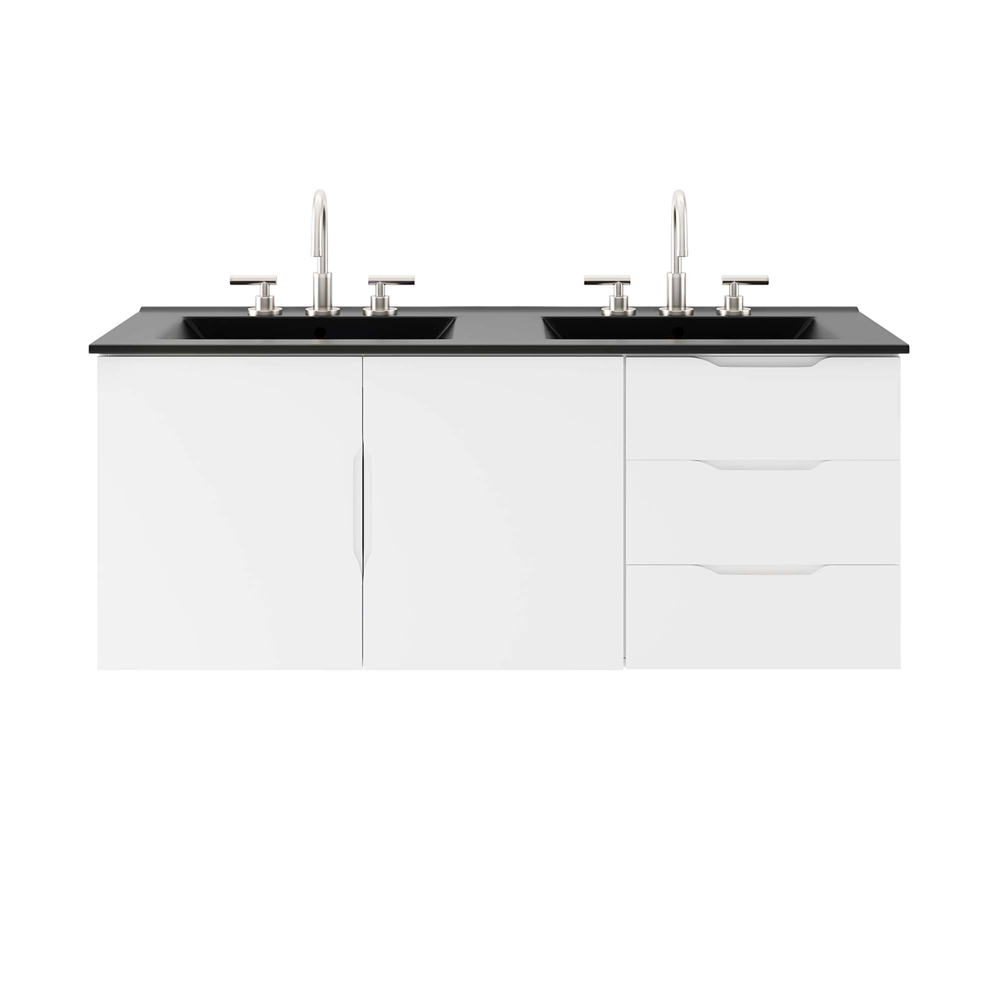 Vitality 48" Double Sink Bathroom Vanity - White Black