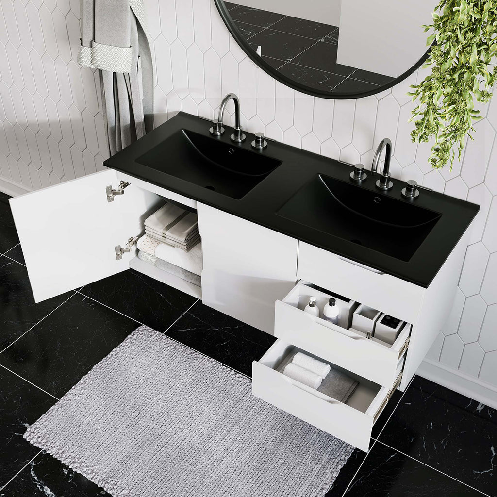 Vitality 48" Double Sink Bathroom Vanity - White Black