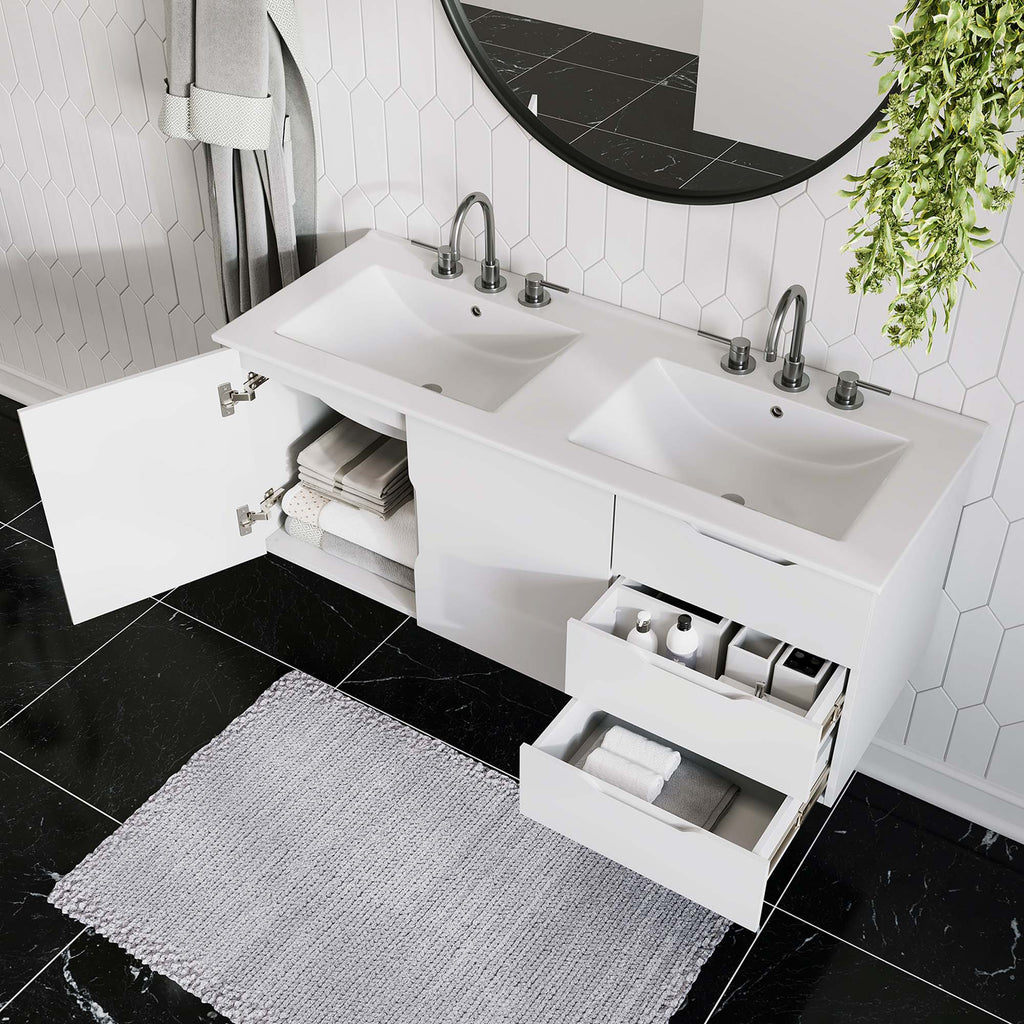 Vitality 48" Double Sink Bathroom Vanity - White White