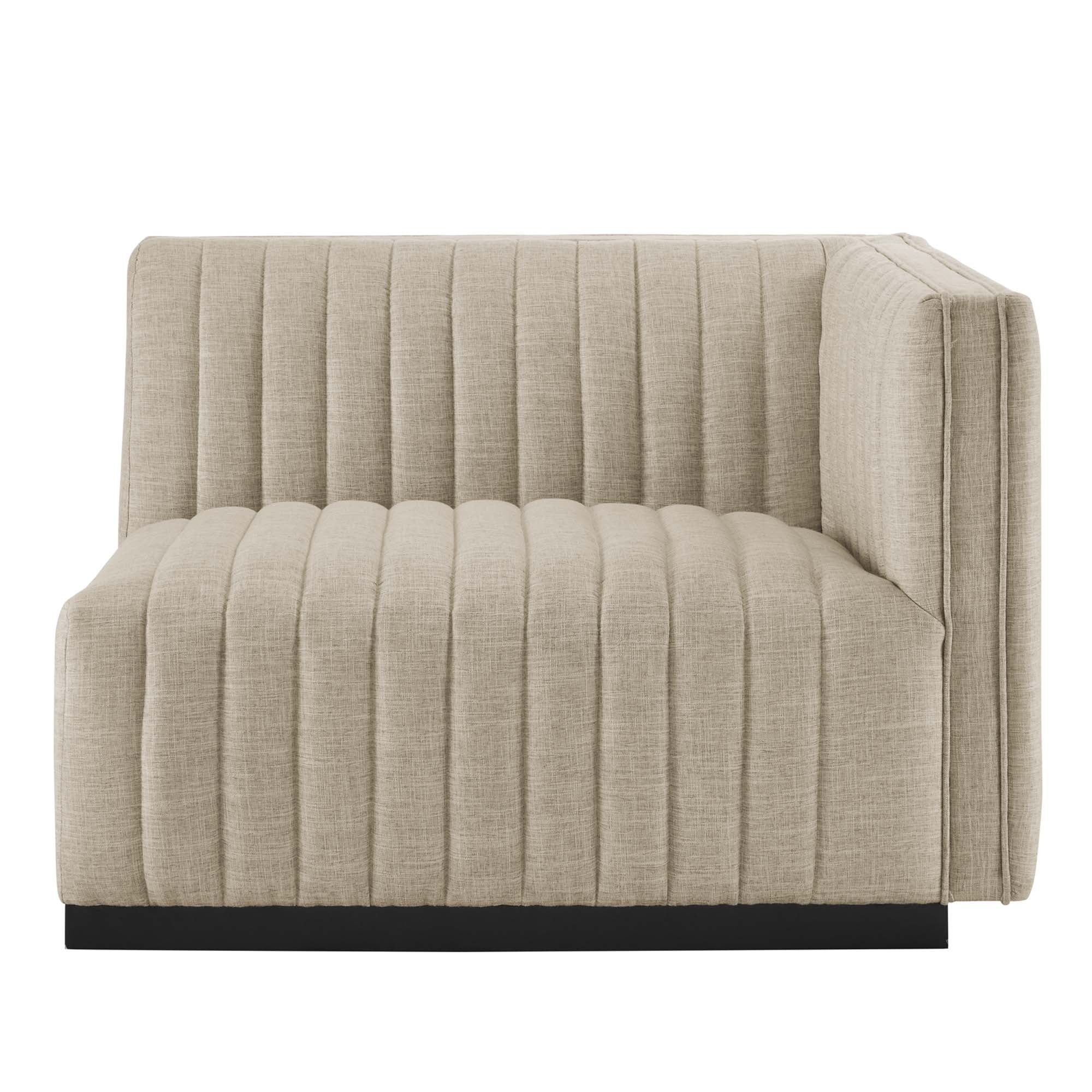 Conjure Channel Tufted Upholstered Fabric Loveseat - Black Beige