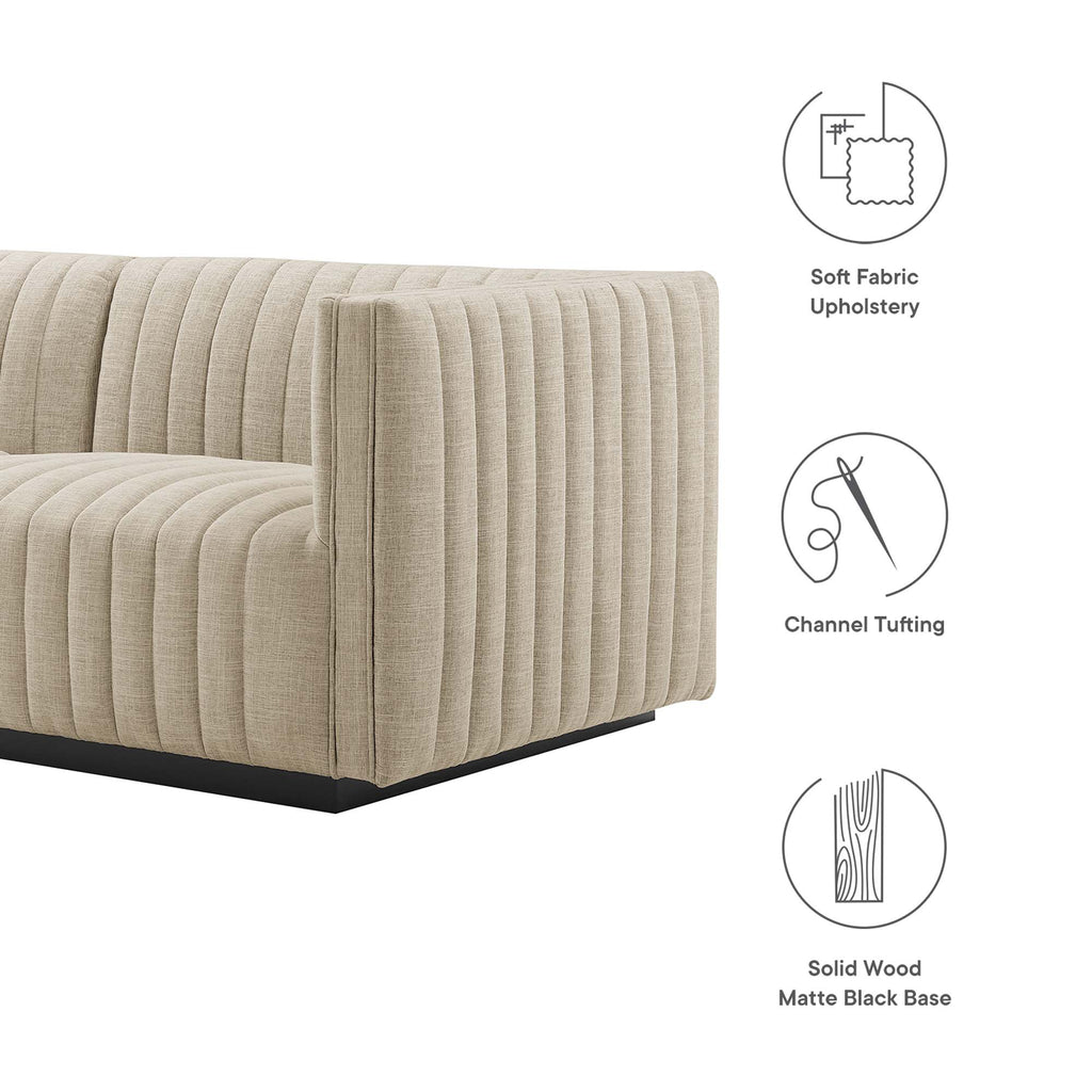 Conjure Channel Tufted Upholstered Fabric Loveseat - Black Beige