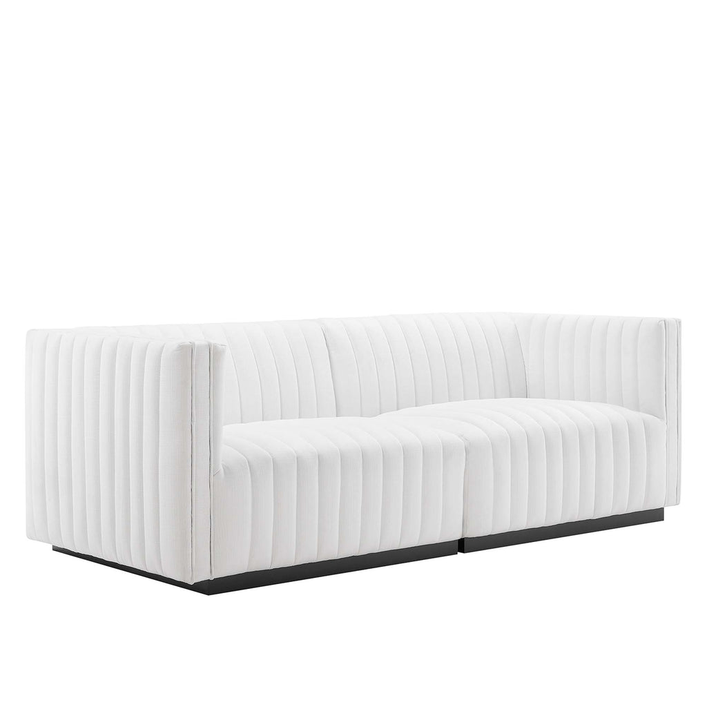 Conjure Channel Tufted Upholstered Fabric Loveseat - Black White
