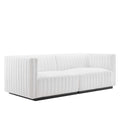 Conjure Channel Tufted Upholstered Fabric Loveseat - Black White