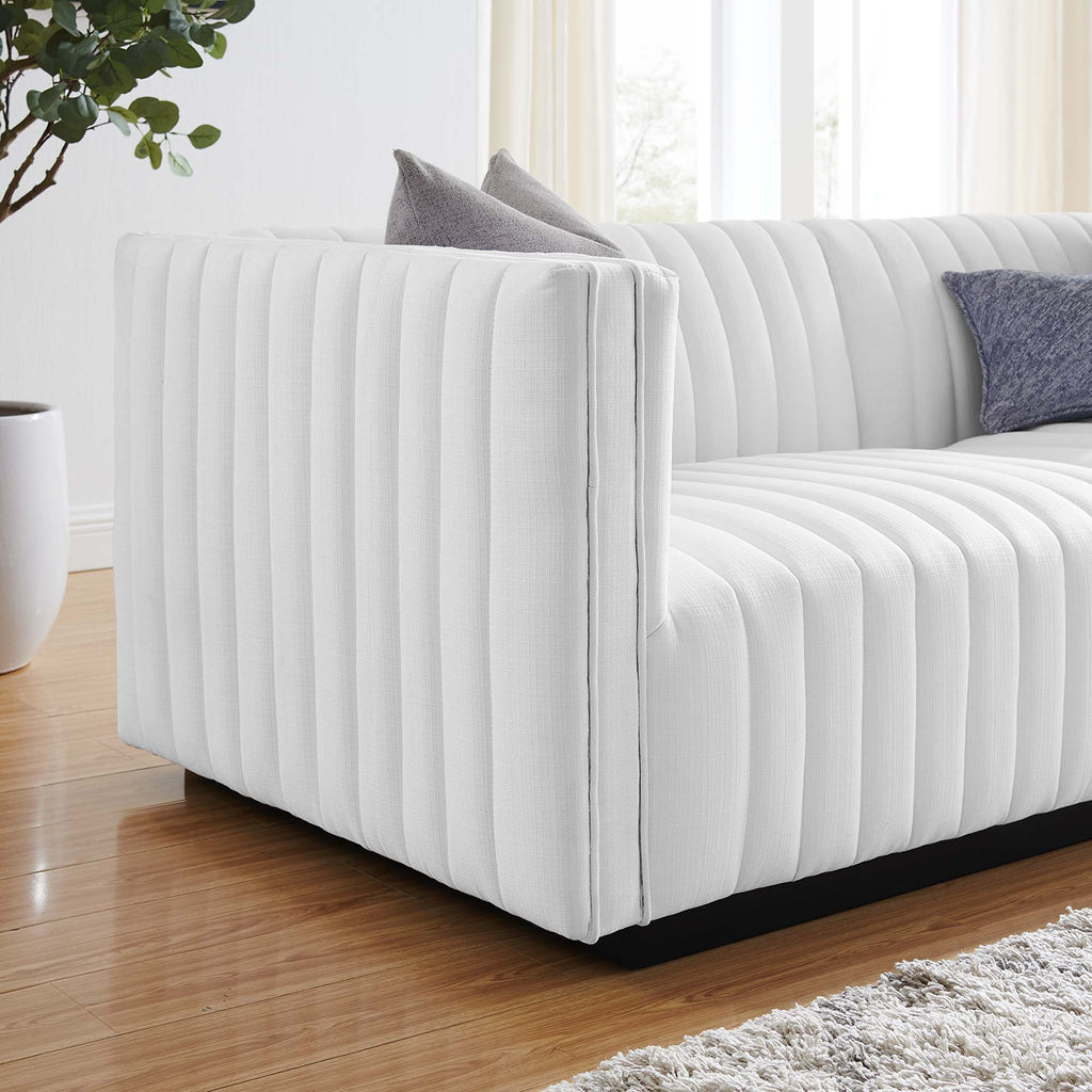 Conjure Channel Tufted Upholstered Fabric Loveseat - Black White