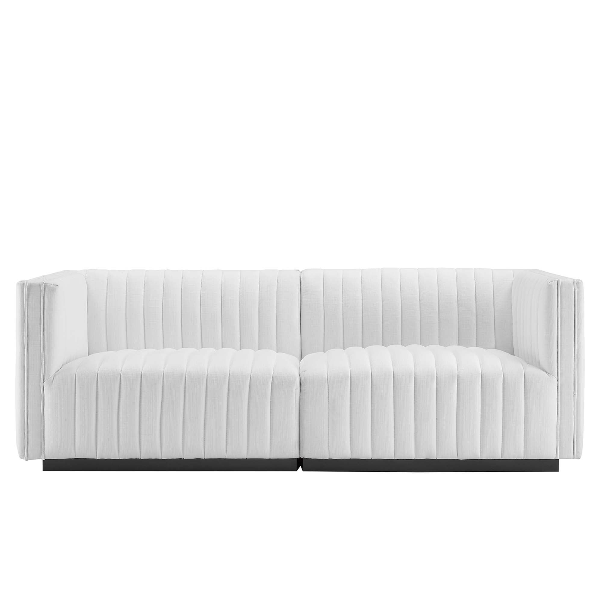 Conjure Channel Tufted Upholstered Fabric Loveseat - Black White