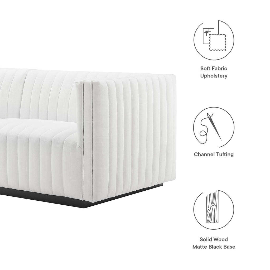 Conjure Channel Tufted Upholstered Fabric Loveseat - Black White