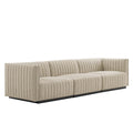 Conjure Channel Tufted Upholstered Fabric Sofa - Black Beige