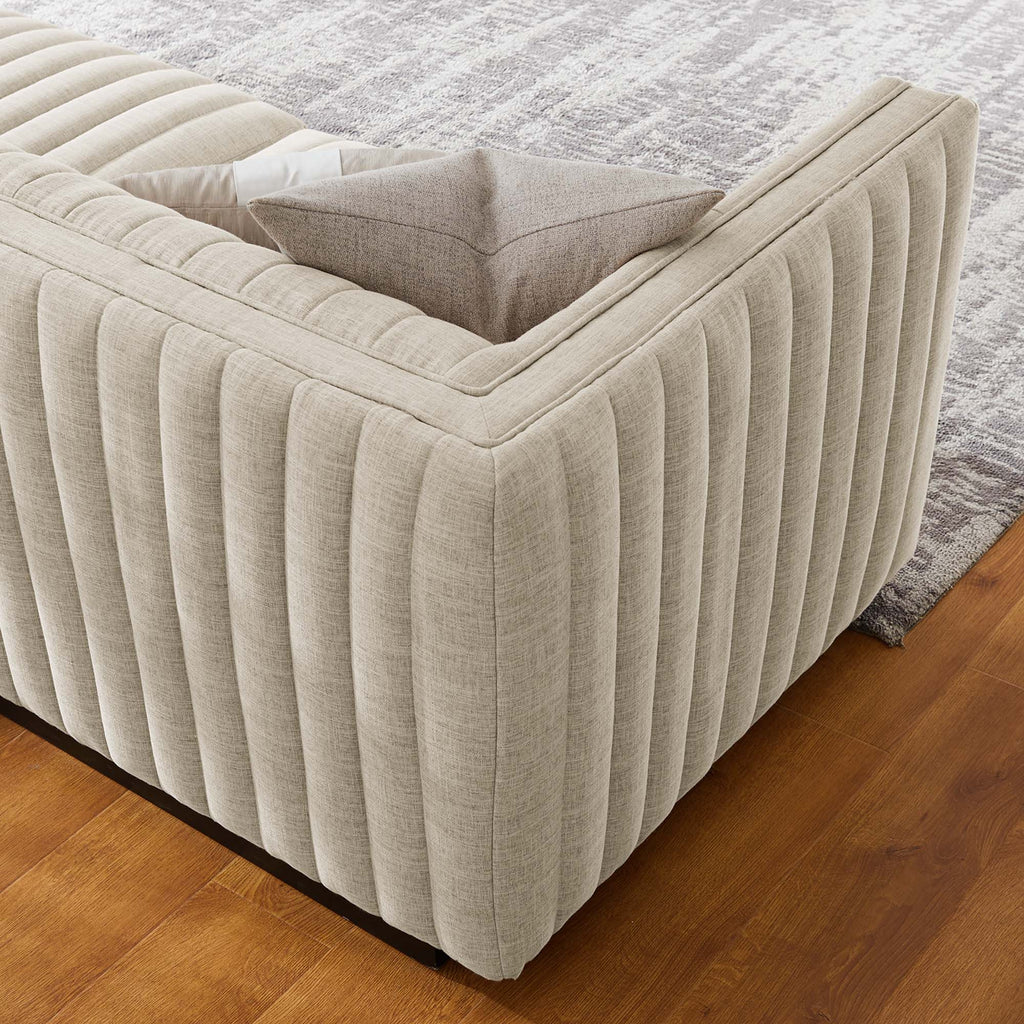 Conjure Channel Tufted Upholstered Fabric Sofa - Black Beige