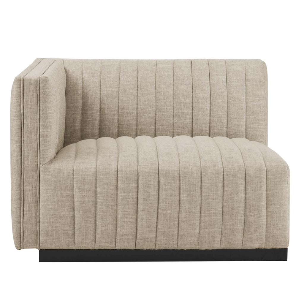 Conjure Channel Tufted Upholstered Fabric Sofa - Black Beige