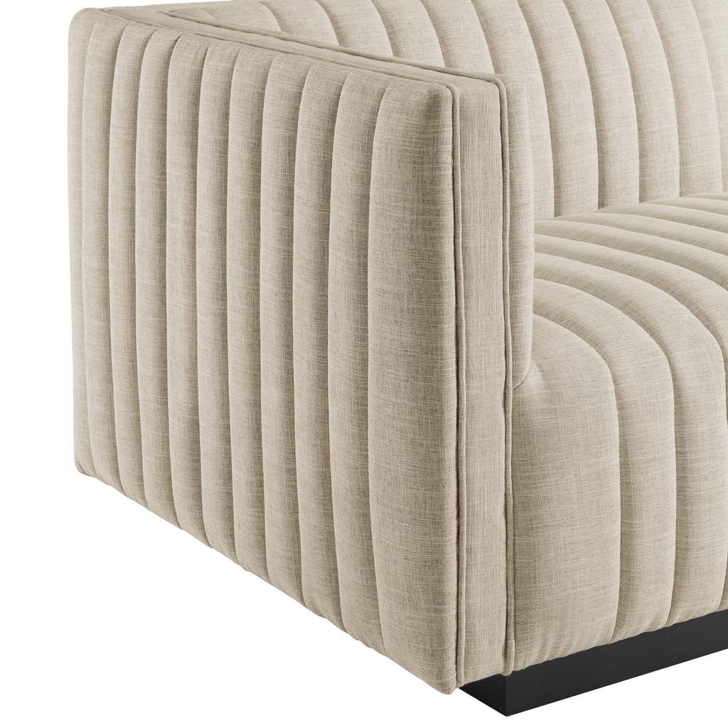 Conjure Channel Tufted Upholstered Fabric Sofa - Black Beige