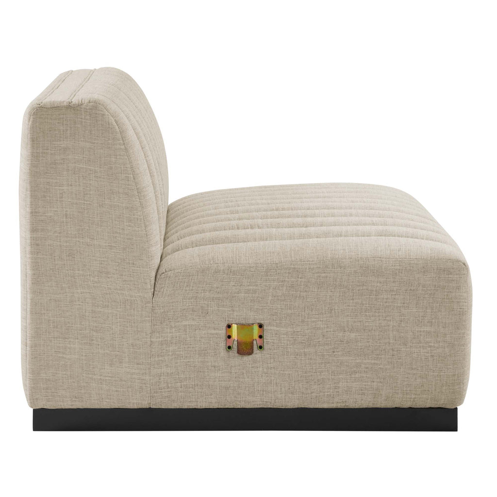 Conjure Channel Tufted Upholstered Fabric Sofa - Black Beige