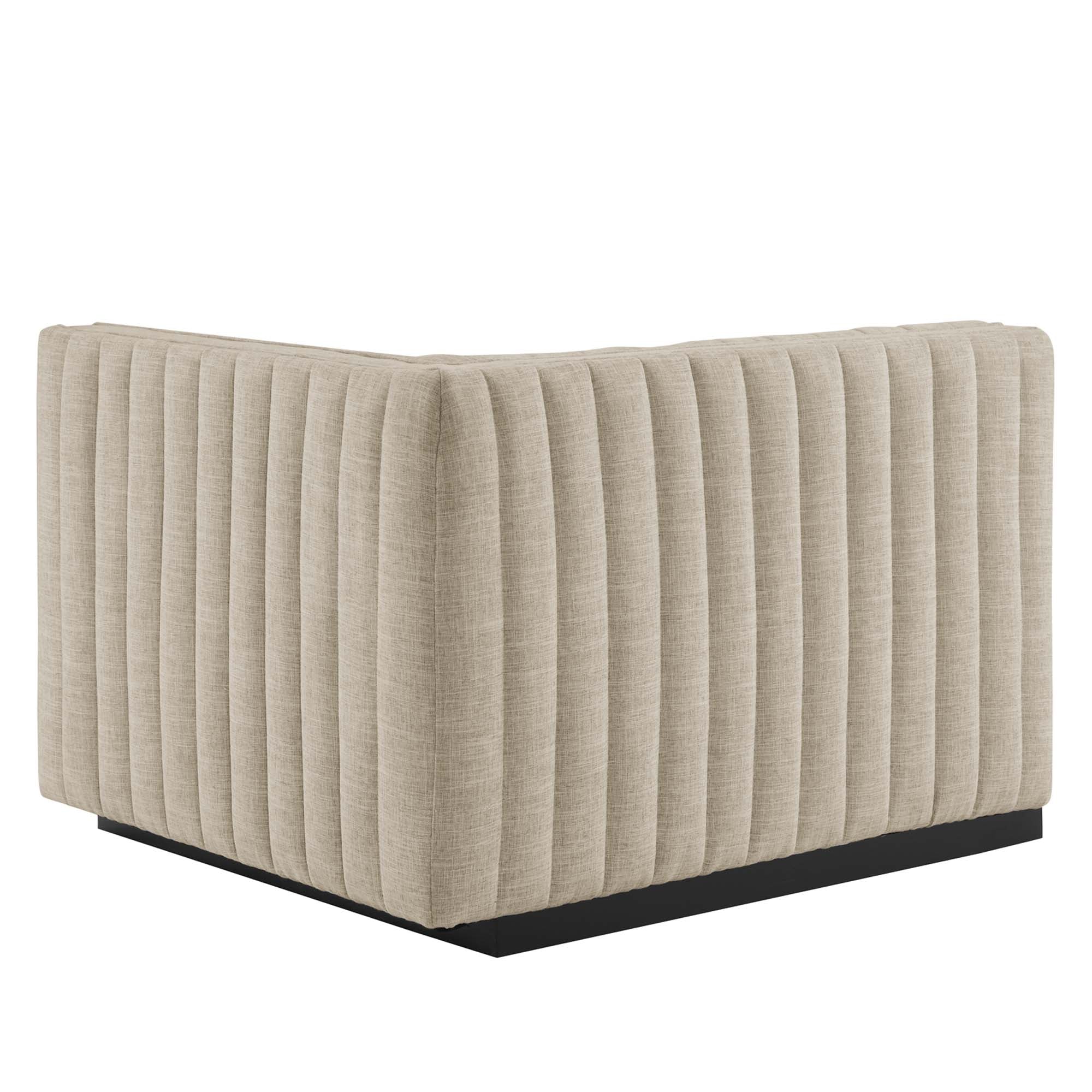 Conjure 4-Piece Channel Tufted Upholstered Fabric Sectional Sofa - Black Beige