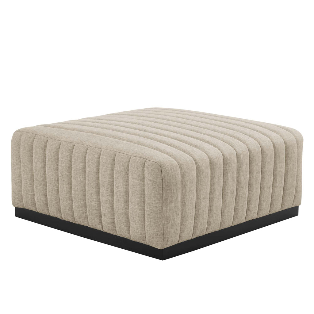 Conjure 4-Piece Channel Tufted Upholstered Fabric Sectional Sofa - Black Beige