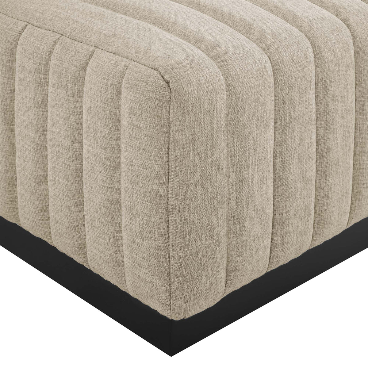Conjure 4-Piece Channel Tufted Upholstered Fabric Sectional Sofa - Black Beige