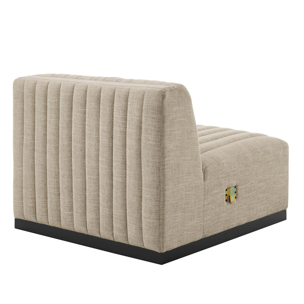 Conjure 4-Piece Channel Tufted Upholstered Fabric Sofa - Black Beige