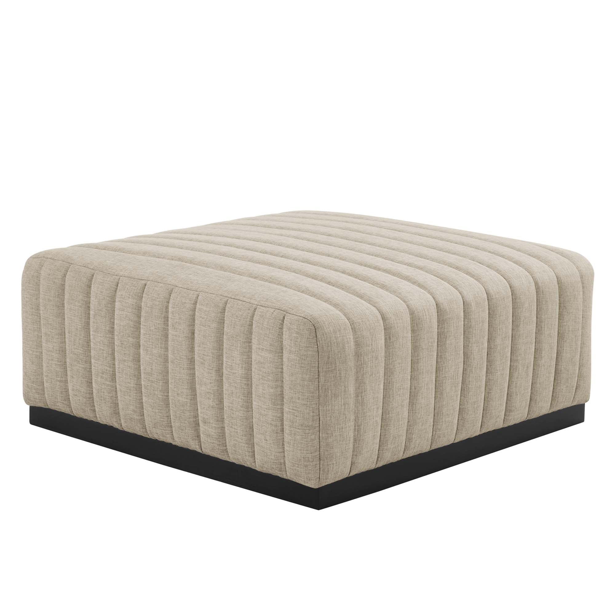 Conjure 6-Piece Channel Tufted Upholstered Fabric Sectional Sofa - Black Beige