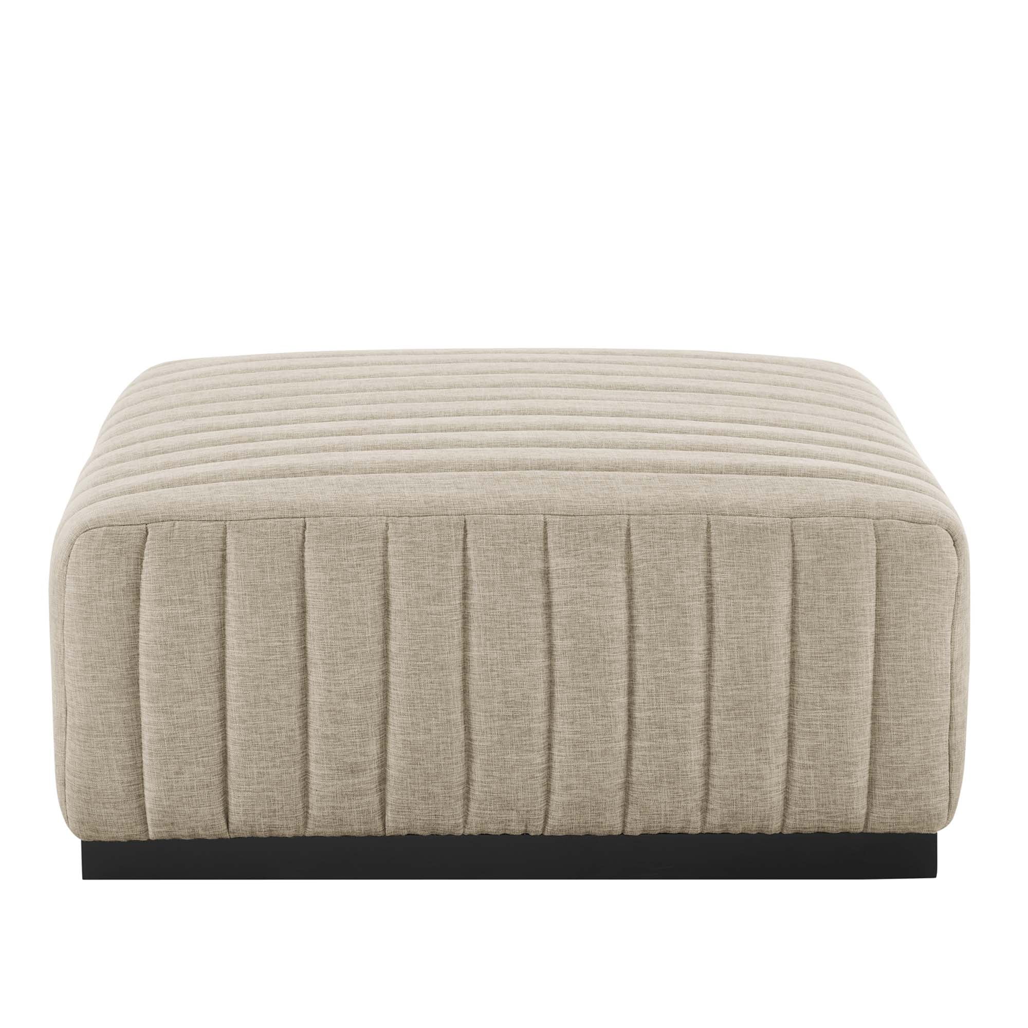 Conjure 6-Piece Channel Tufted Upholstered Fabric Sectional Sofa - Black Beige