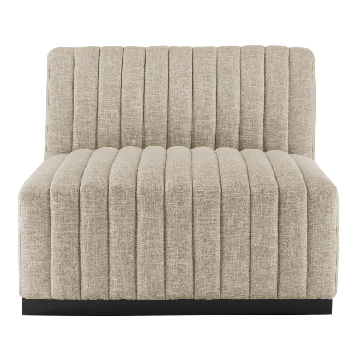 Conjure 6-Piece Channel Tufted Upholstered Fabric Sectional Sofa - Black Beige