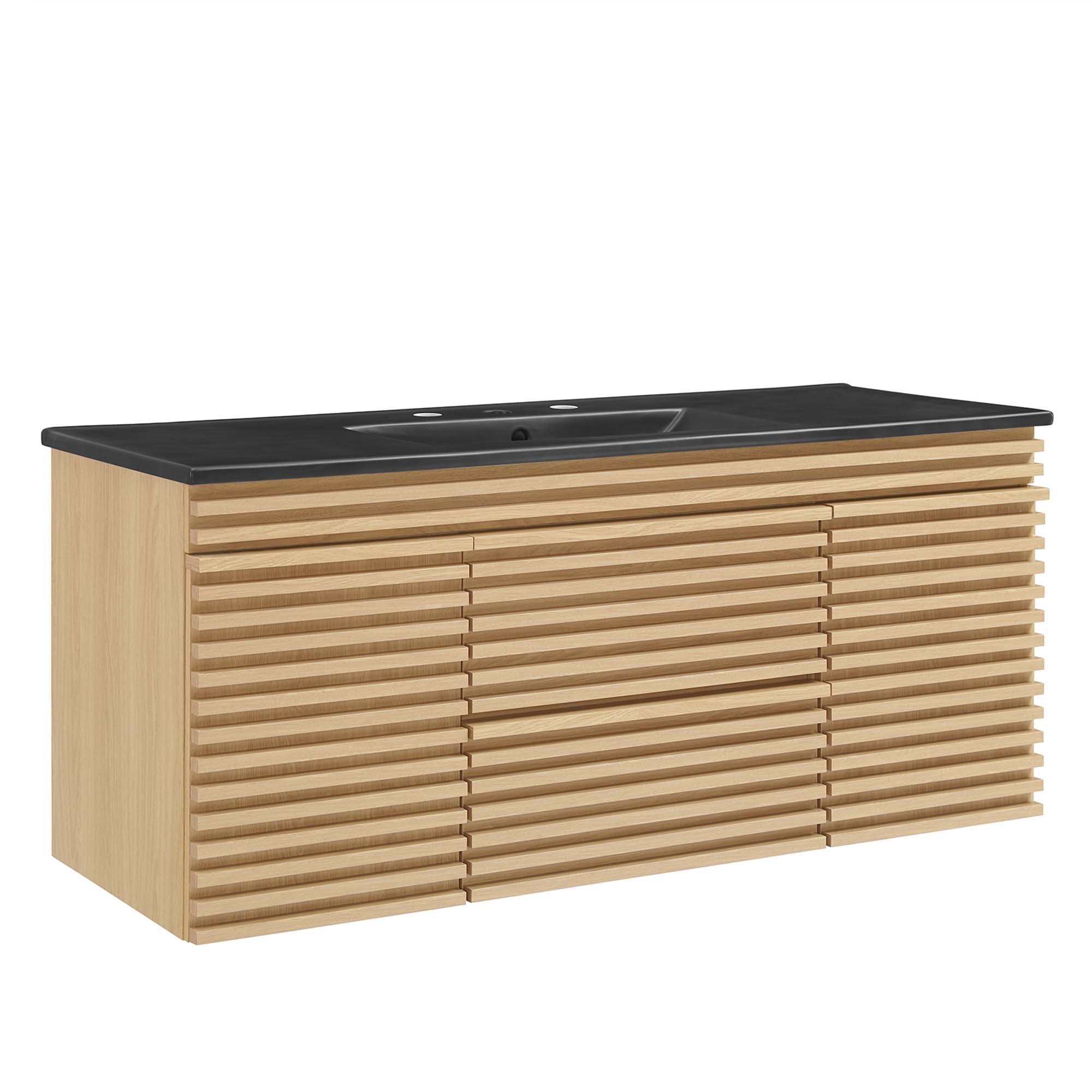 Render 48" Wall-Mount Bathroom Vanity - Oak Black