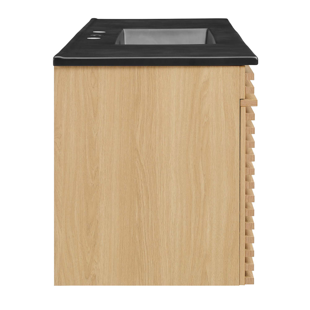 Render 48" Wall-Mount Bathroom Vanity - Oak Black