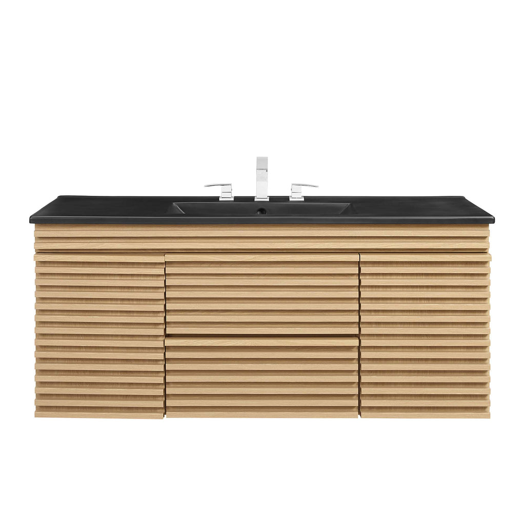 Render 48" Wall-Mount Bathroom Vanity - Oak Black