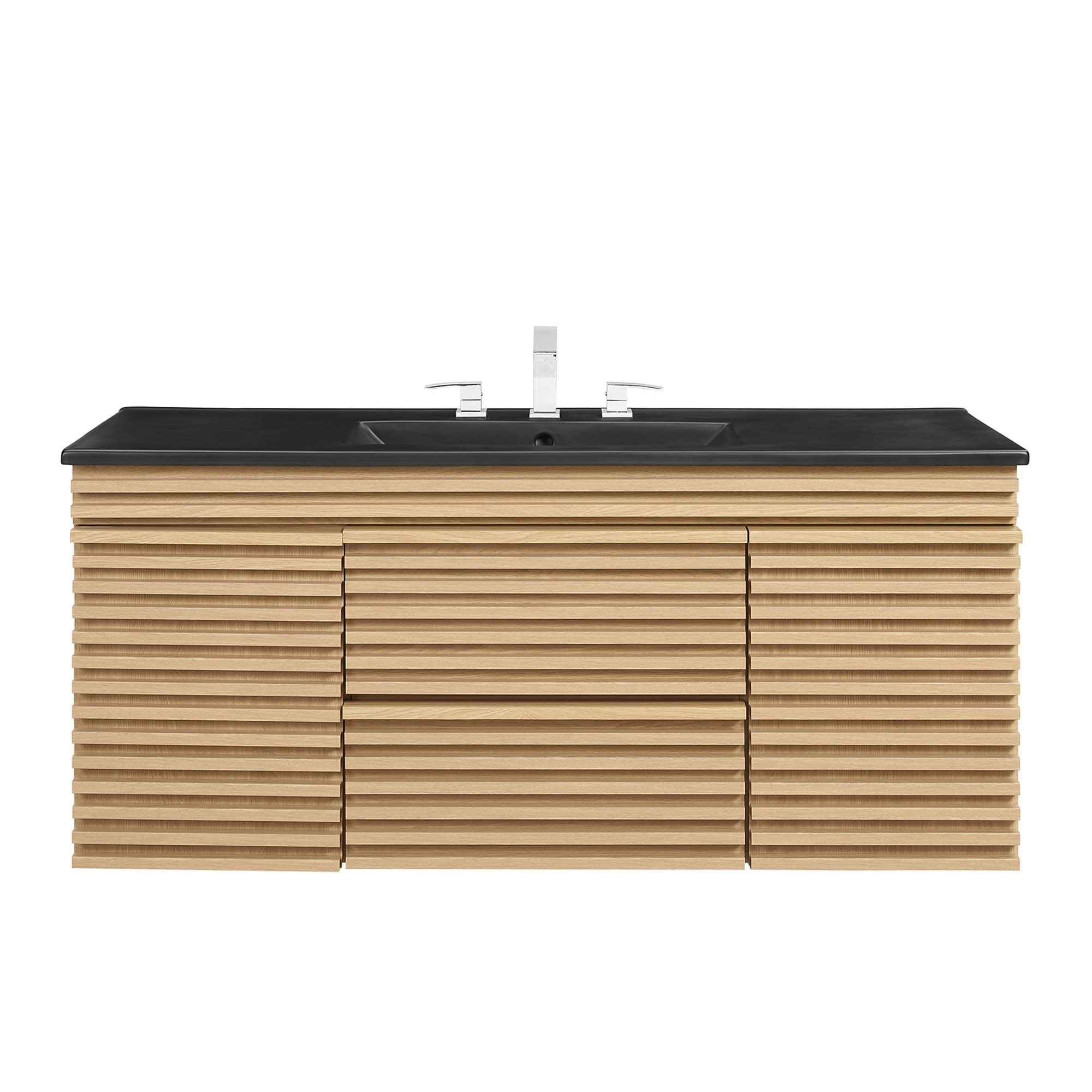 Render 48" Wall-Mount Bathroom Vanity - Oak Black