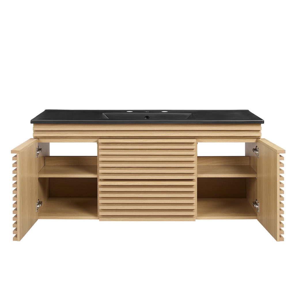 Render 48" Wall-Mount Bathroom Vanity - Oak Black