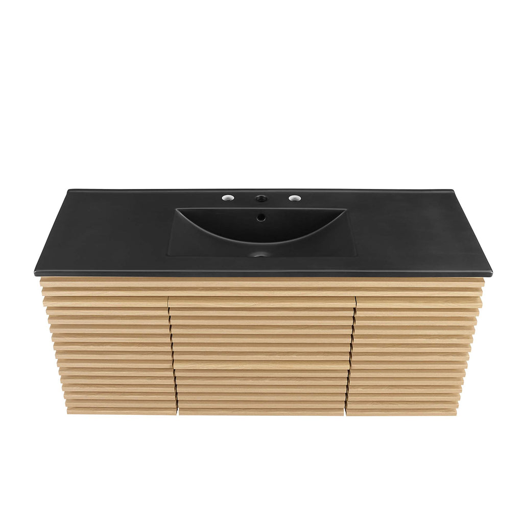 Render 48" Wall-Mount Bathroom Vanity - Oak Black