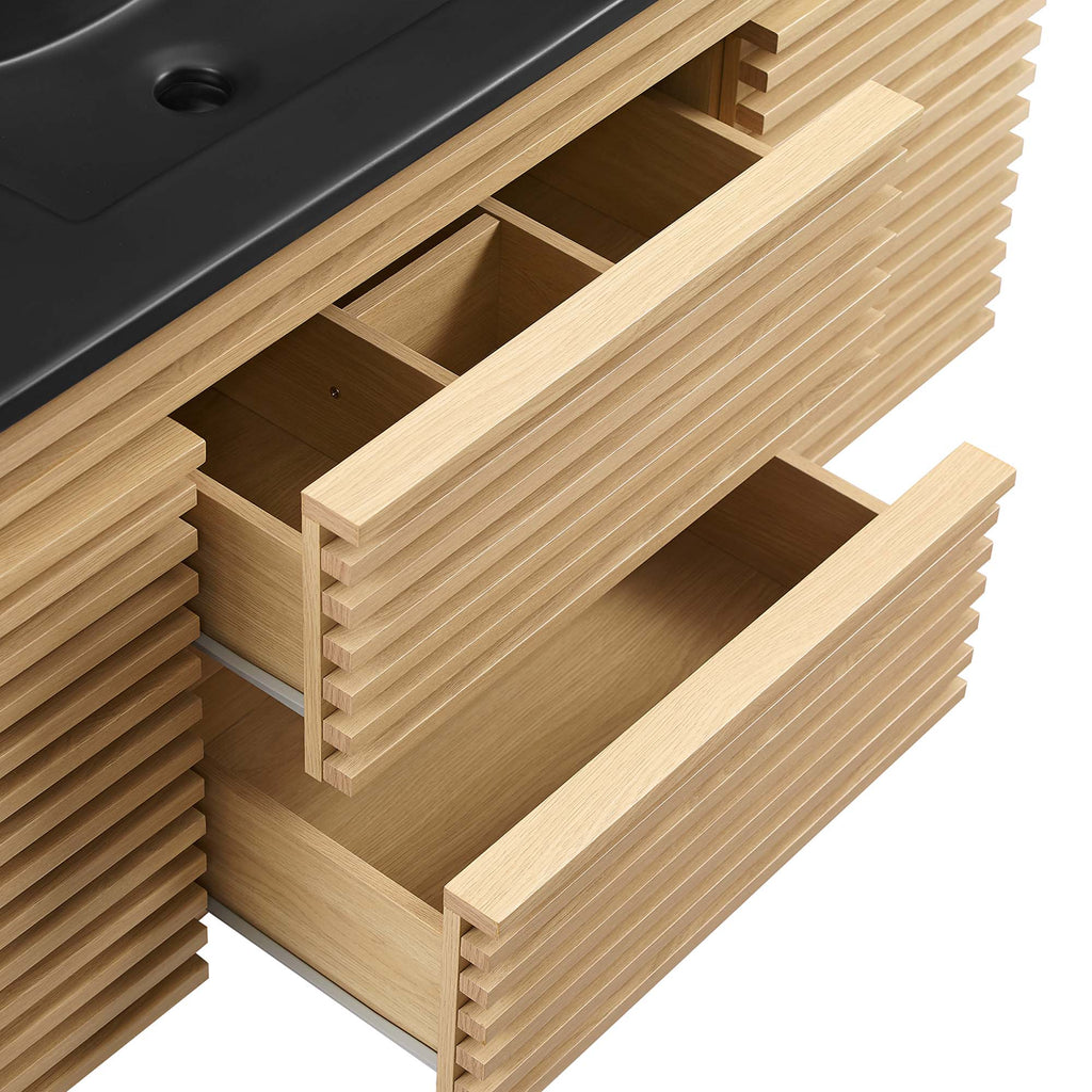 Render 48" Wall-Mount Bathroom Vanity - Oak Black