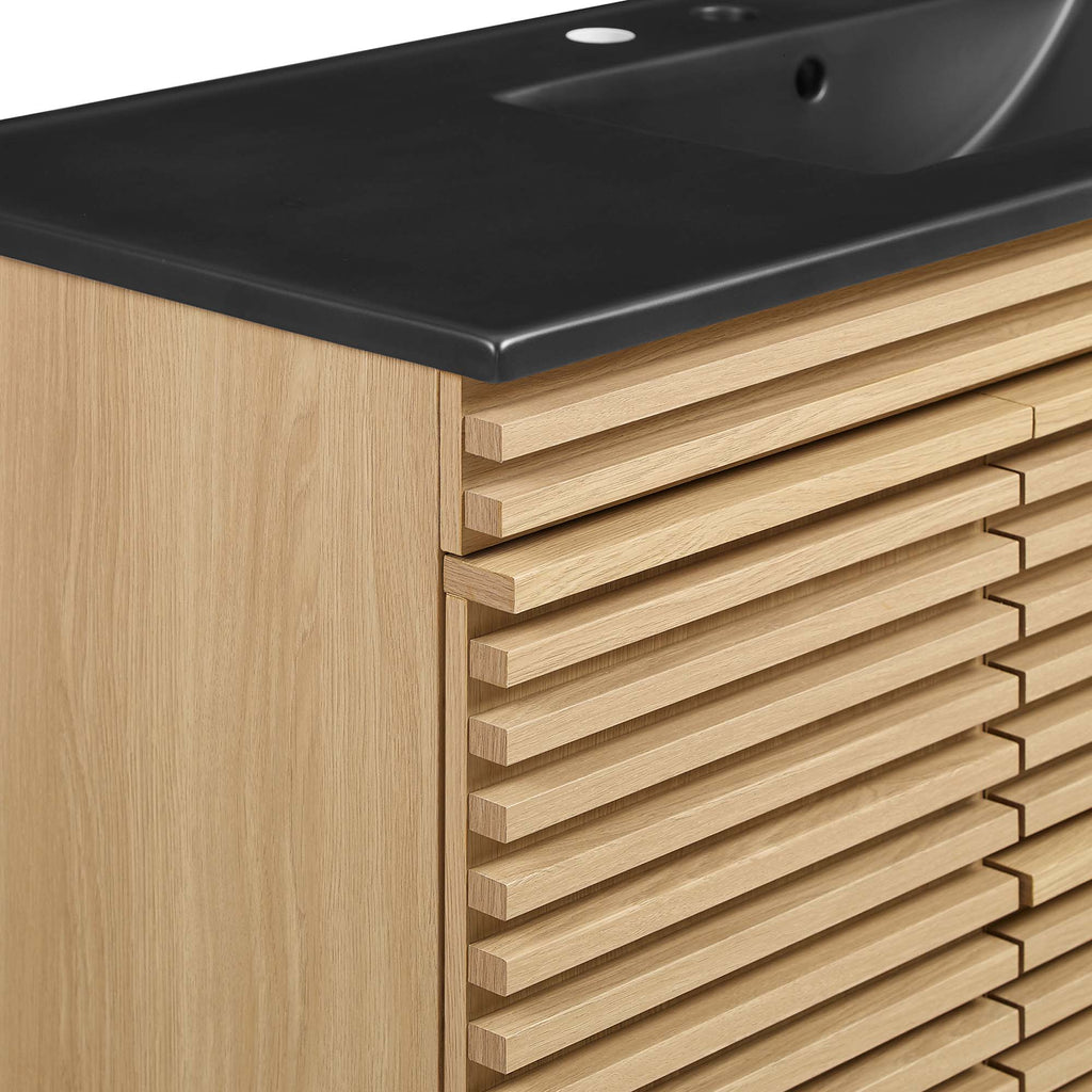 Render 48" Wall-Mount Bathroom Vanity - Oak Black