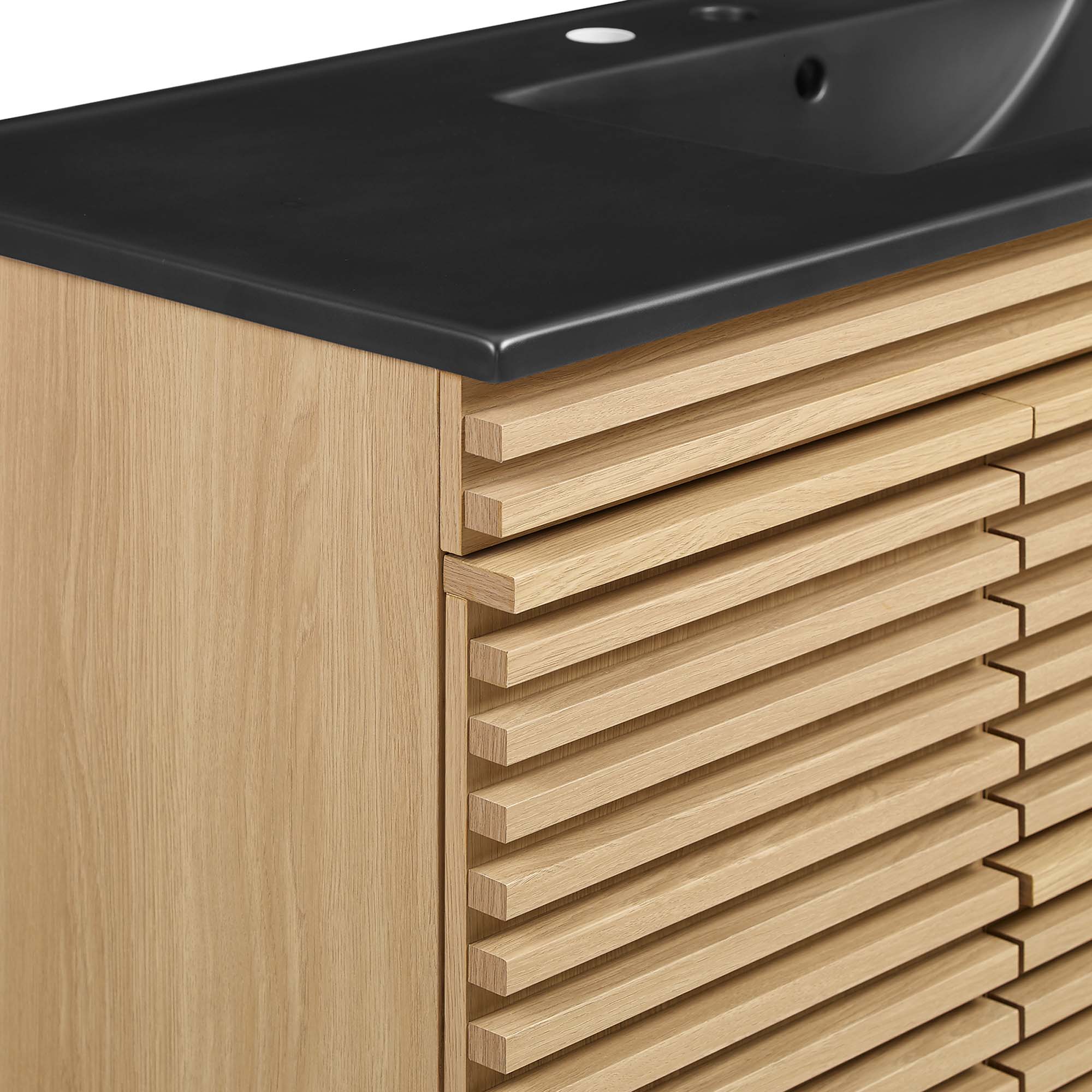 Render 48" Wall-Mount Bathroom Vanity - Oak Black