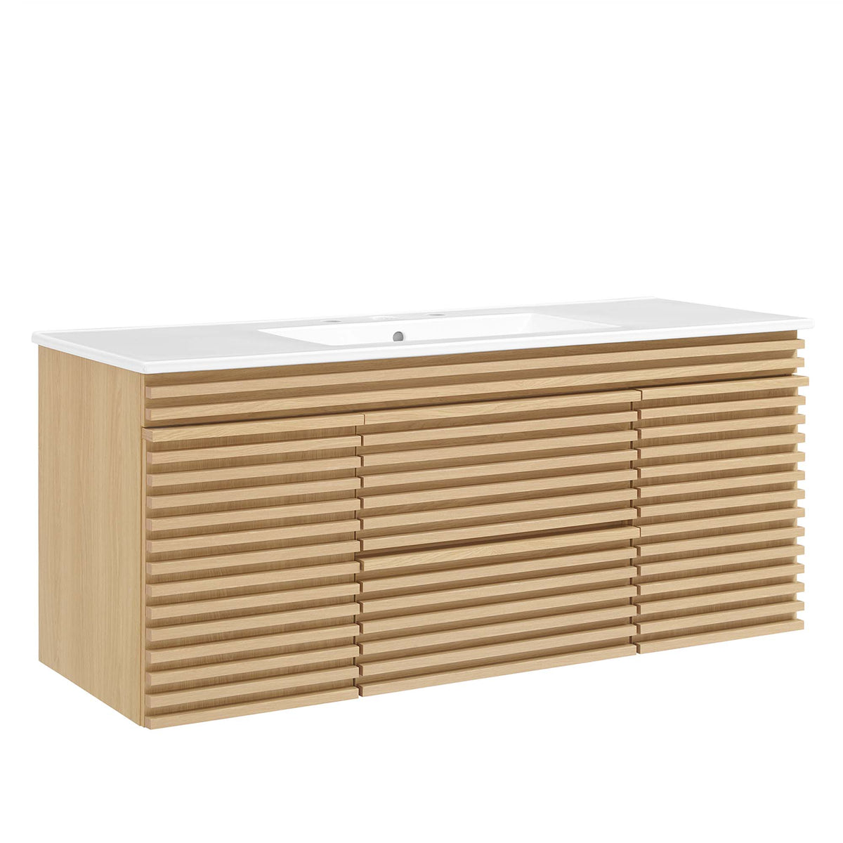 Render 48" Wall-Mount Bathroom Vanity - Oak White