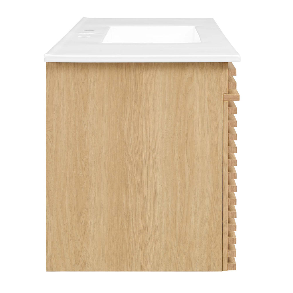 Render 48" Wall-Mount Bathroom Vanity - Oak White