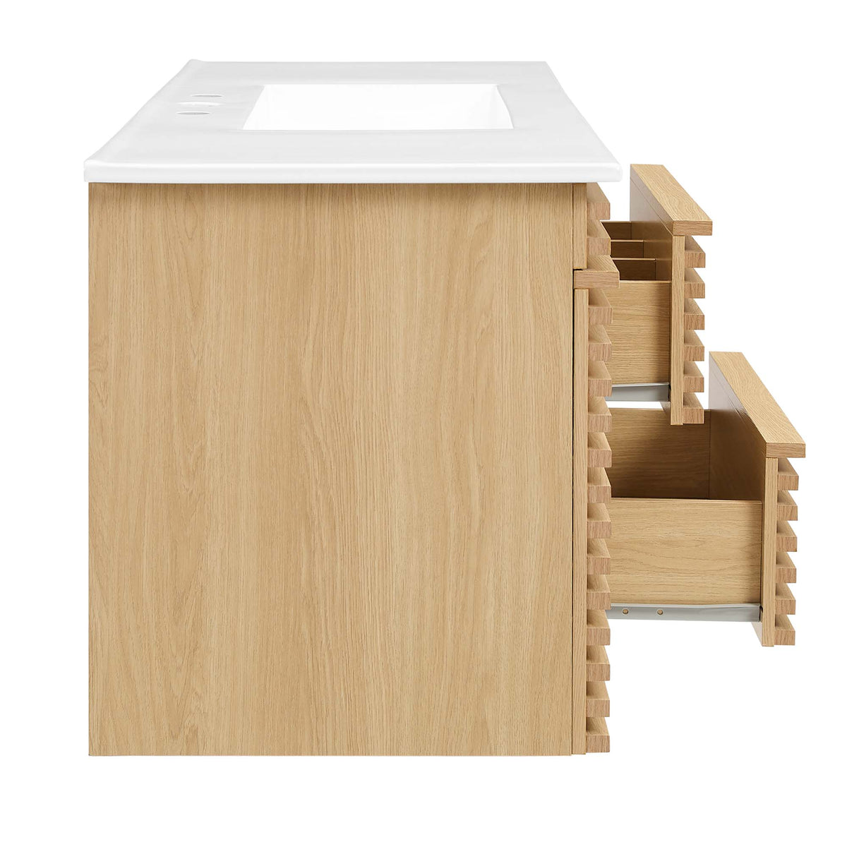 Render 48" Wall-Mount Bathroom Vanity - Oak White