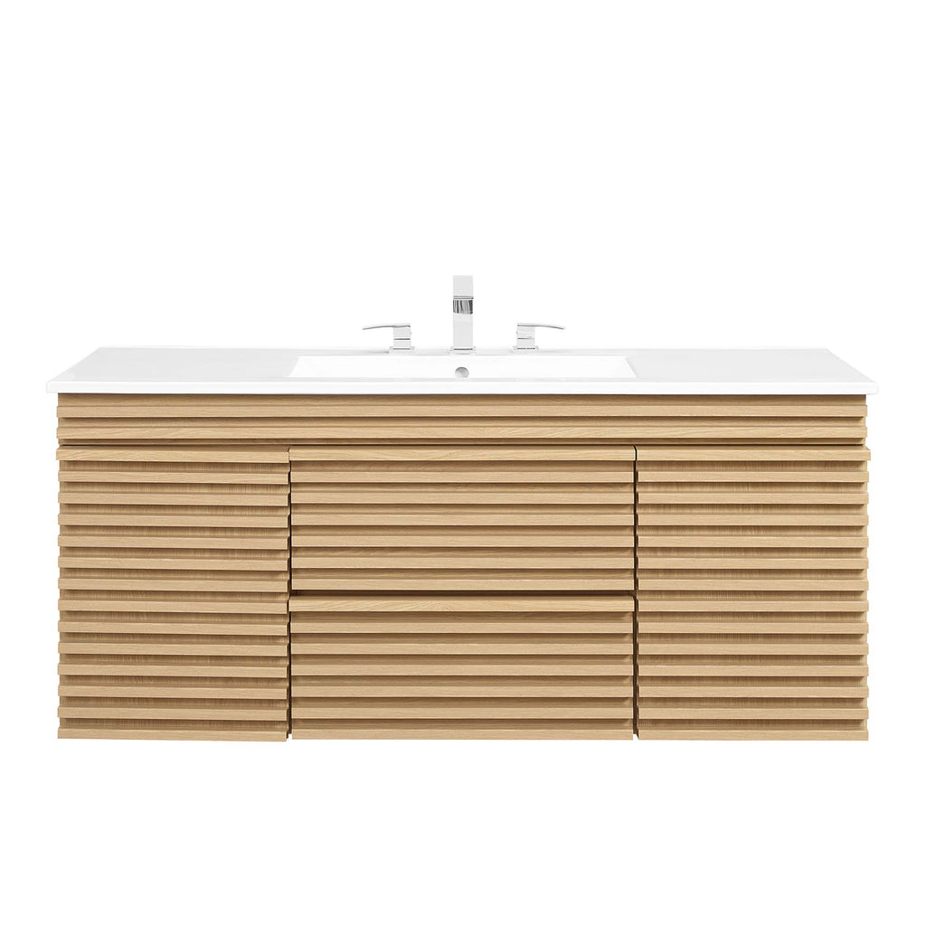 Render 48" Wall-Mount Bathroom Vanity - Oak White