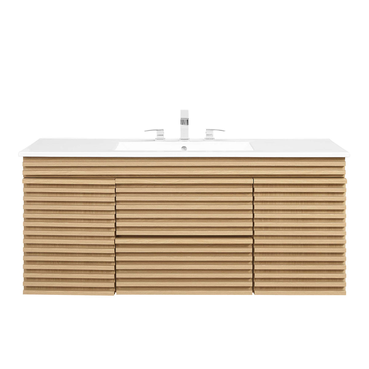 Render 48" Wall-Mount Bathroom Vanity - Oak White