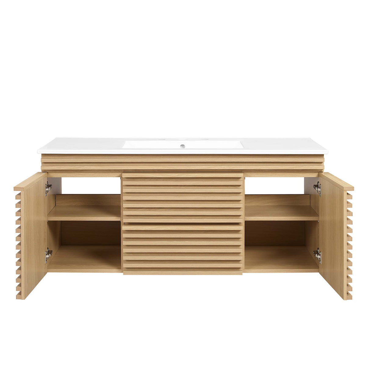 Render 48" Wall-Mount Bathroom Vanity - Oak White