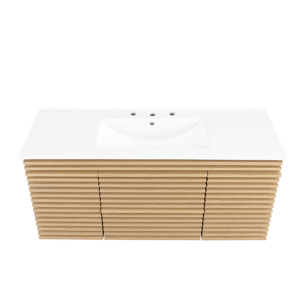 Render 48" Wall-Mount Bathroom Vanity - Oak White