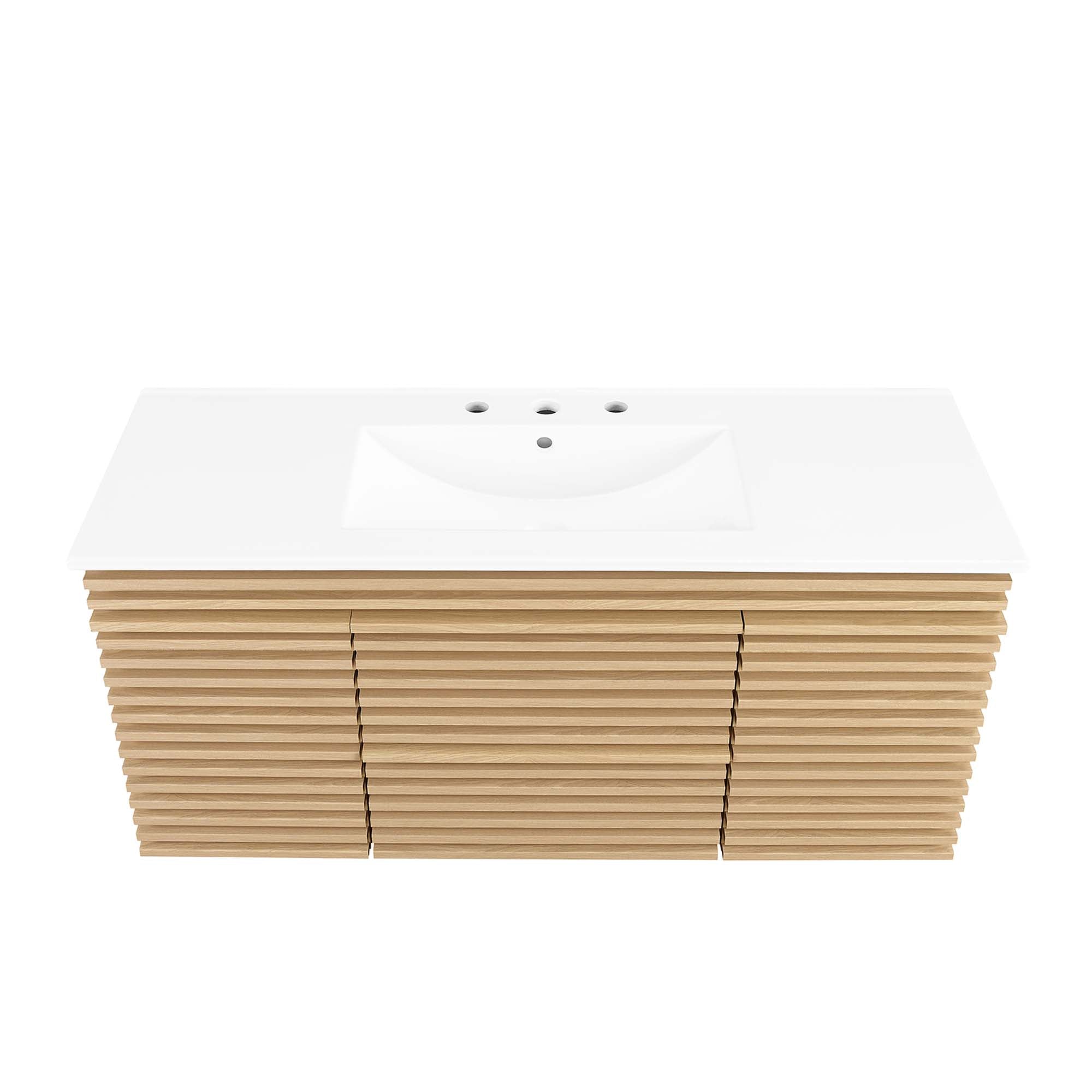 Render 48" Wall-Mount Bathroom Vanity - Oak White