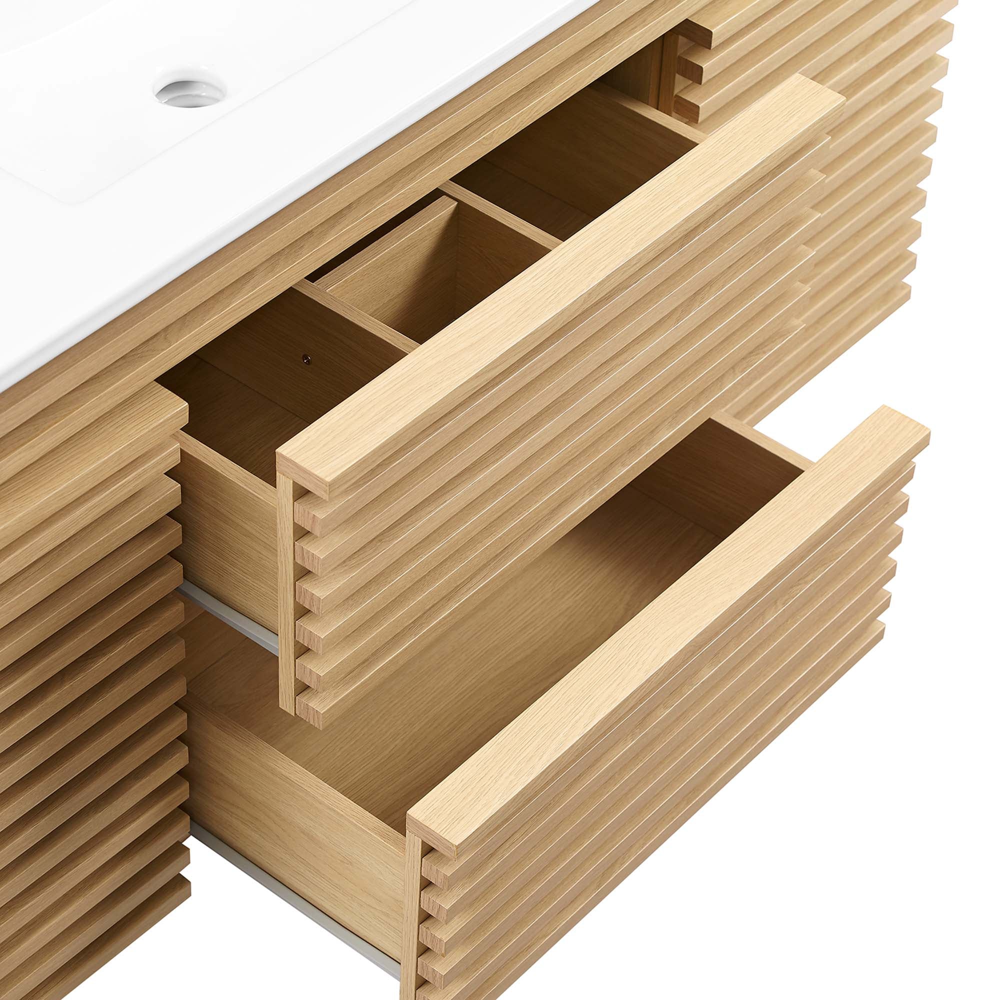 Render 48" Wall-Mount Bathroom Vanity - Oak White
