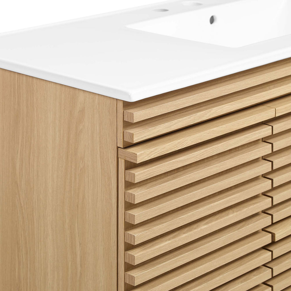 Render 48" Wall-Mount Bathroom Vanity - Oak White