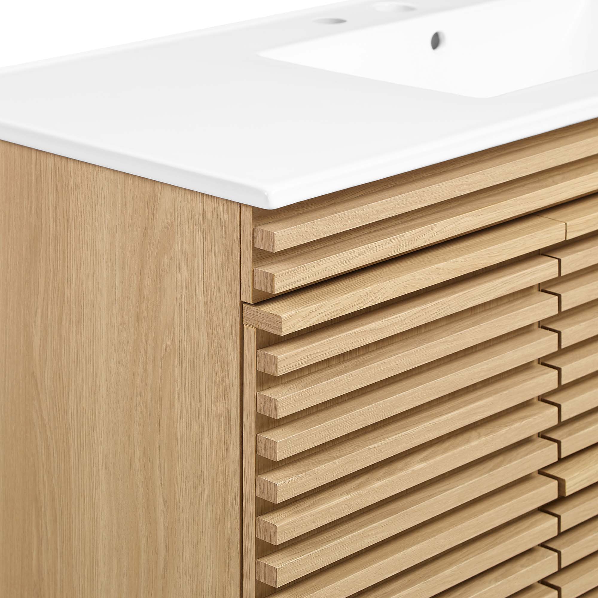 Render 48" Wall-Mount Bathroom Vanity - Oak White
