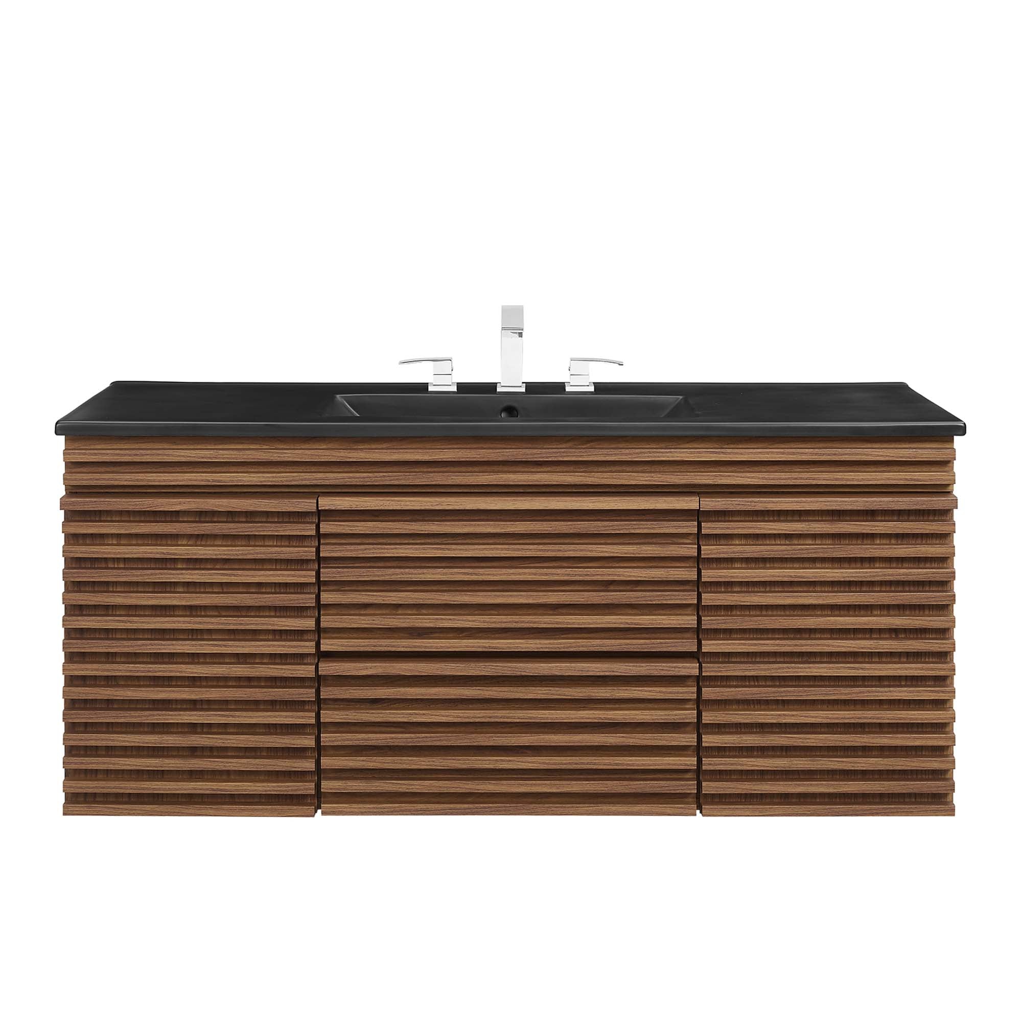 Render 48" Wall-Mount Bathroom Vanity - Walnut Black