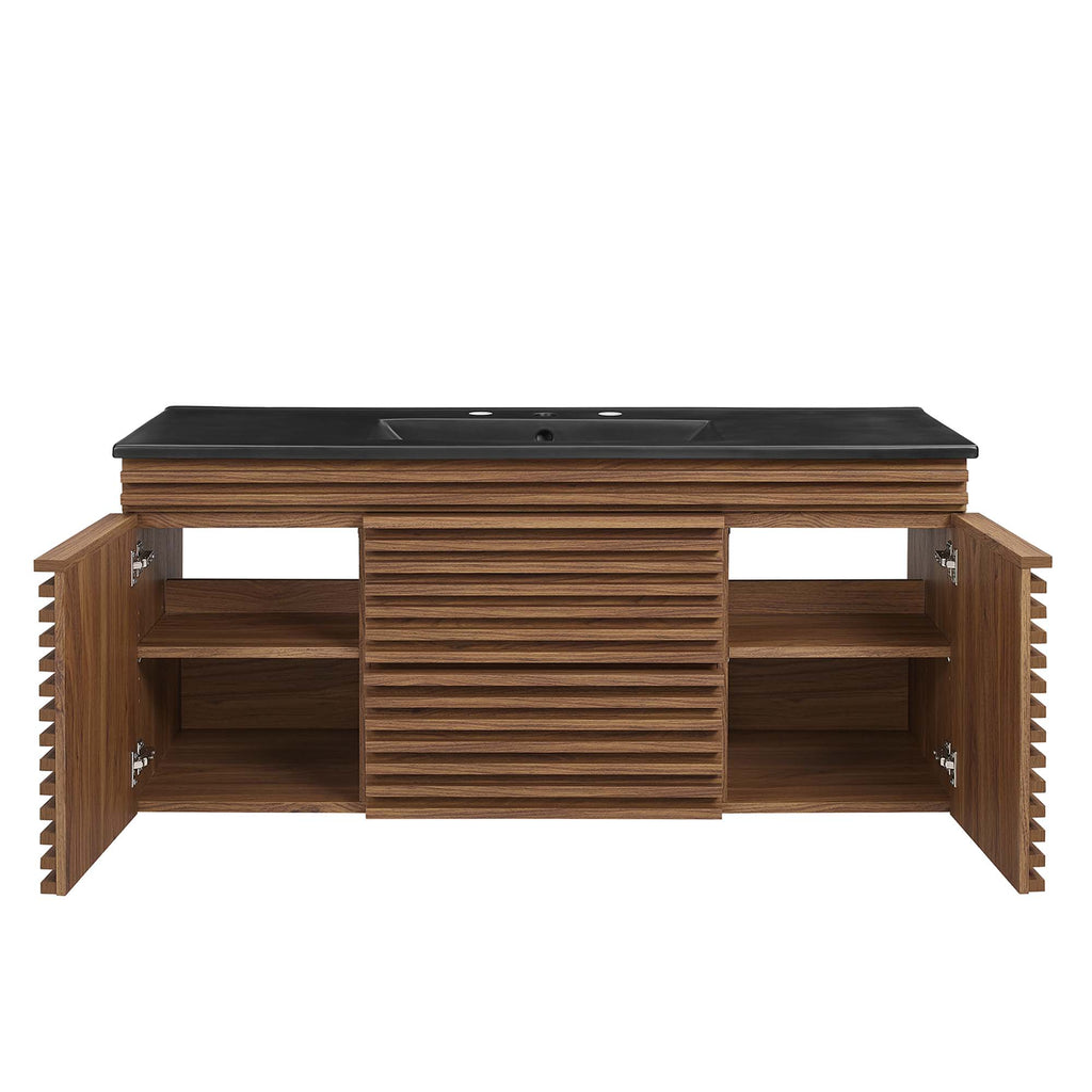 Render 48" Wall-Mount Bathroom Vanity - Walnut Black