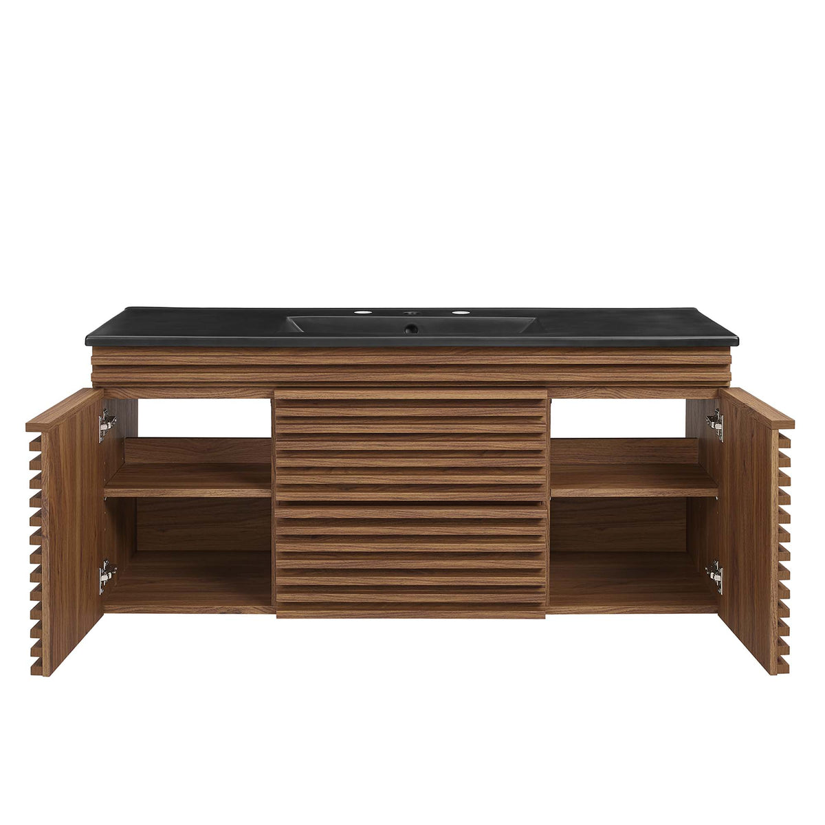 Render 48" Wall-Mount Bathroom Vanity - Walnut Black